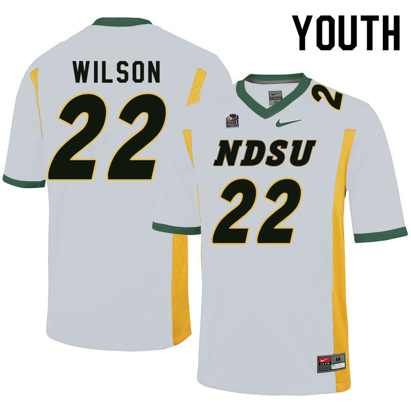 Youth #22 Seth Wilson North Dakota State Bison College Football Jerseys Sale-White - Click Image to Close